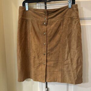 Vintage Jones NY Genuine Suede Button Up Midi Skirt Cognac Brown  Size 10